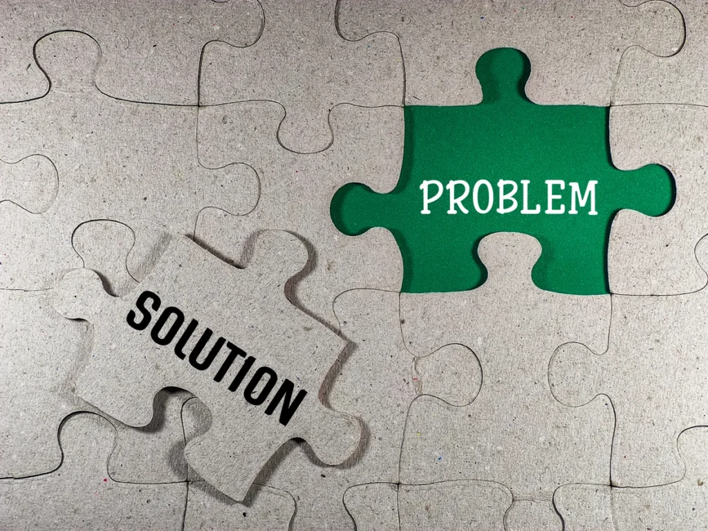 puzzle with a piece where solution is written on it and solution on the empty spot