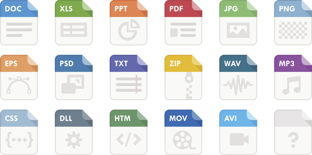 icons of different document types