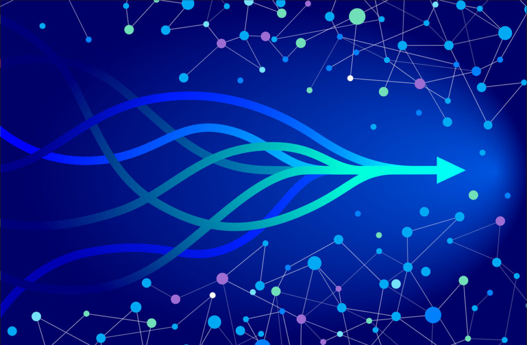 different lwaves forming a single arrow to signify salesforce integration